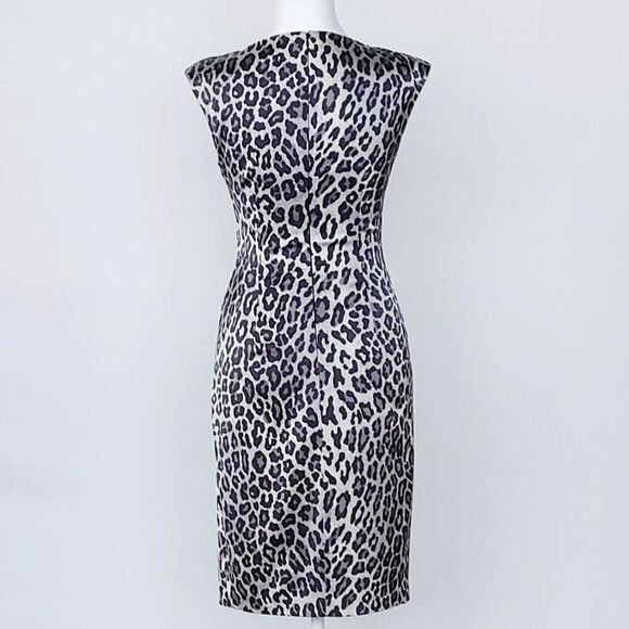 Cache Women's Leopard Animal Print Dress - Size 0 Silver/Black - Picture 3 of 12